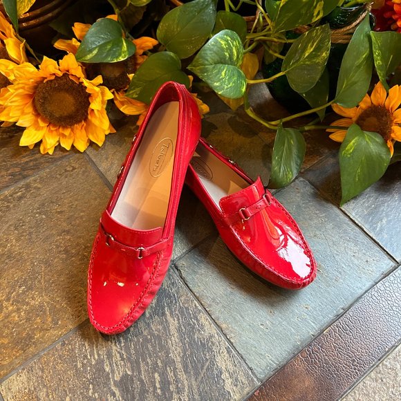 Talbots Red Patent Driving Moccasin - NEW - Picture 2 of 14
